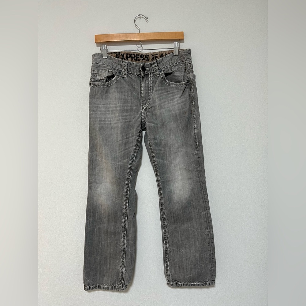 Express Men's Slim Fit Gray Wash Jeans